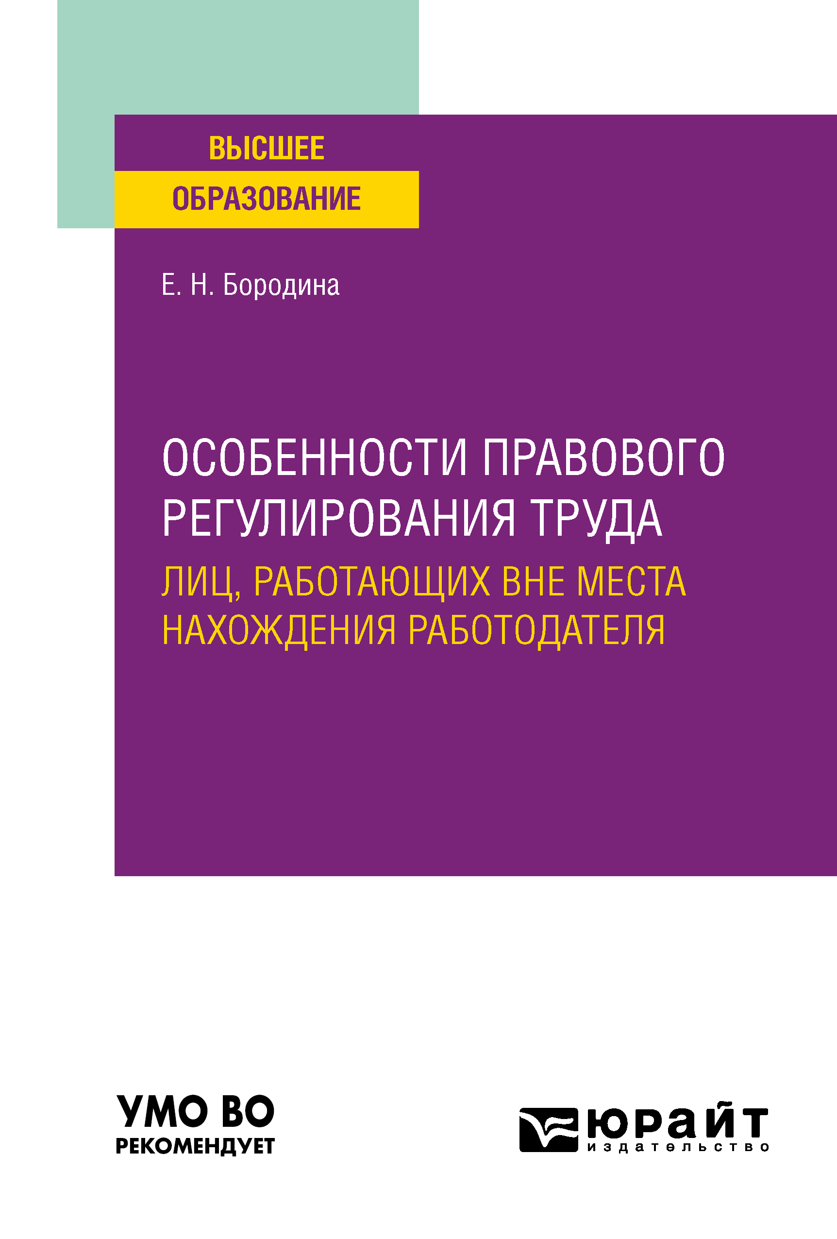 Особенности правового регулирования труда лиц, работающих вне места  нахождения работодателя. Учебное пособие для вузов, Елена Николаевна  Бородина – скачать pdf на ЛитРес