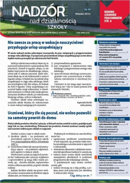 

Nadzór nad działalności szkoły wrzesień 2013 r. nr 49