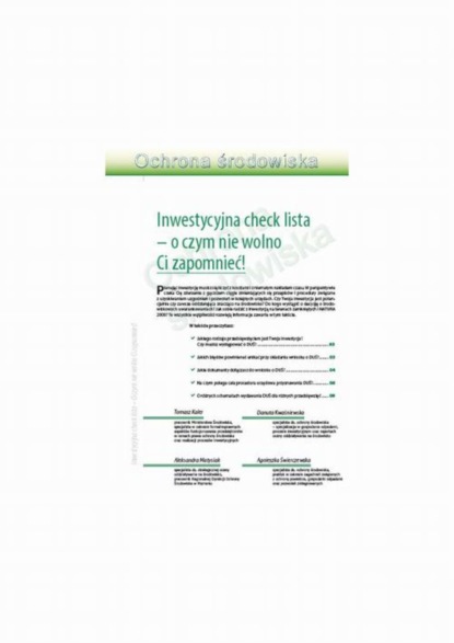 

O czym nie wolno zapomnieć planując inwestycję - inwestycyjna check lista!