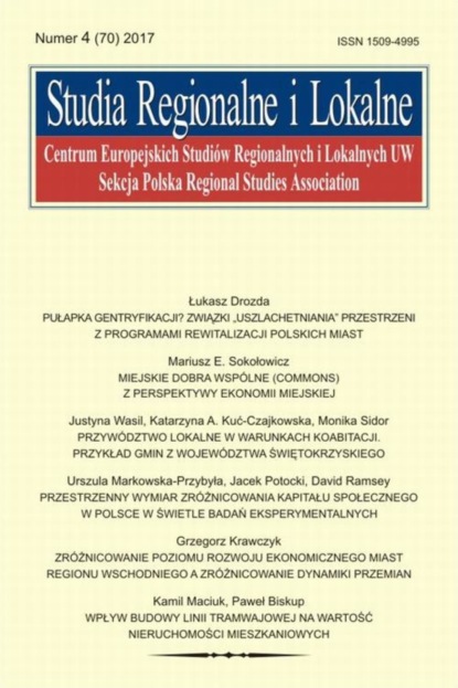 

Studia Regionalne i Lokalne nr 4(70)/2017