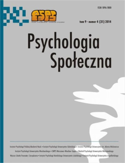 

Psychologia Społeczna nr 4(31)/2014