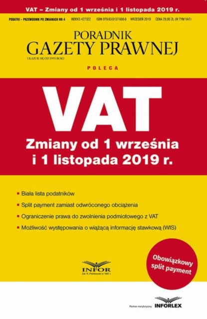 

VAT Zmiany od 1 września i 1 listopada 2019